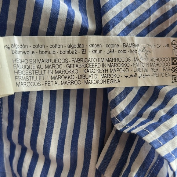 Zara striped,long sleeve cropped cotton top,blouse,shirt,three button closure EC - Picture 12 of 12